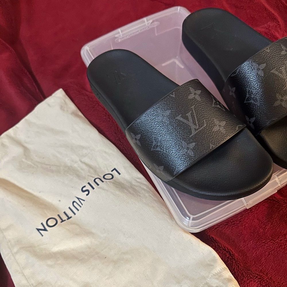 Louis Vuitton Black Slides, Size 5 Men